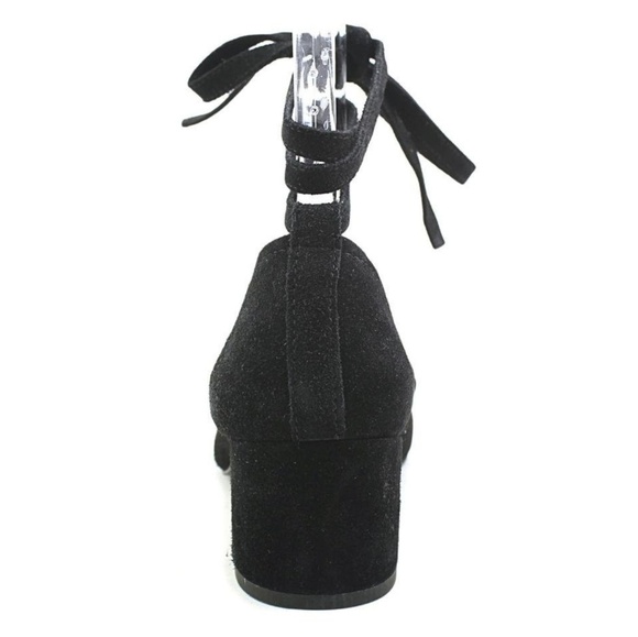 Steve Madden Black‎ Suede Ankle Wrap Pointed Toe Block Heel Pumps - Picture 2 of 7